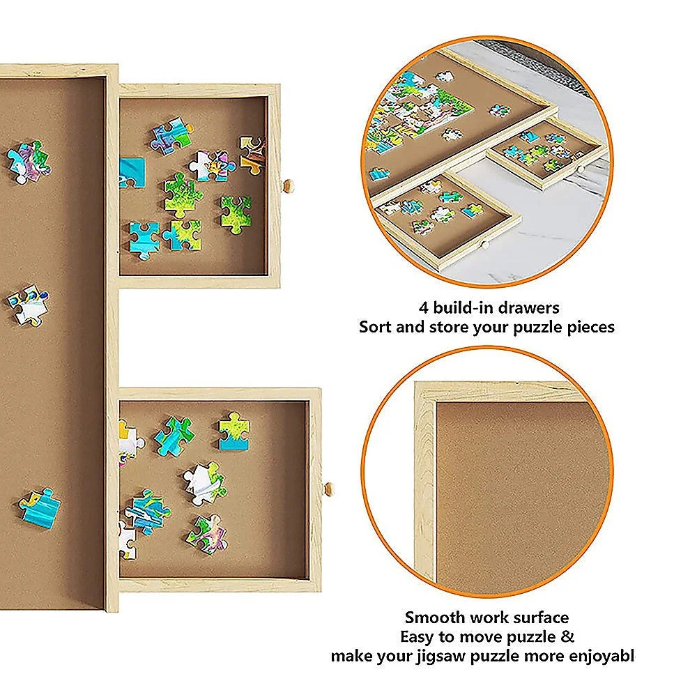 Jigsaw Puzzle Table Board Wooden Storage Tray for Adults