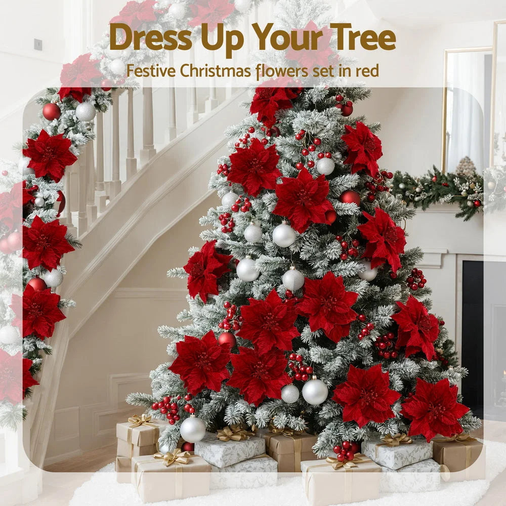 Jingle Jollys 14Pcs Christmas Tree Flowers Set Xmas Garland