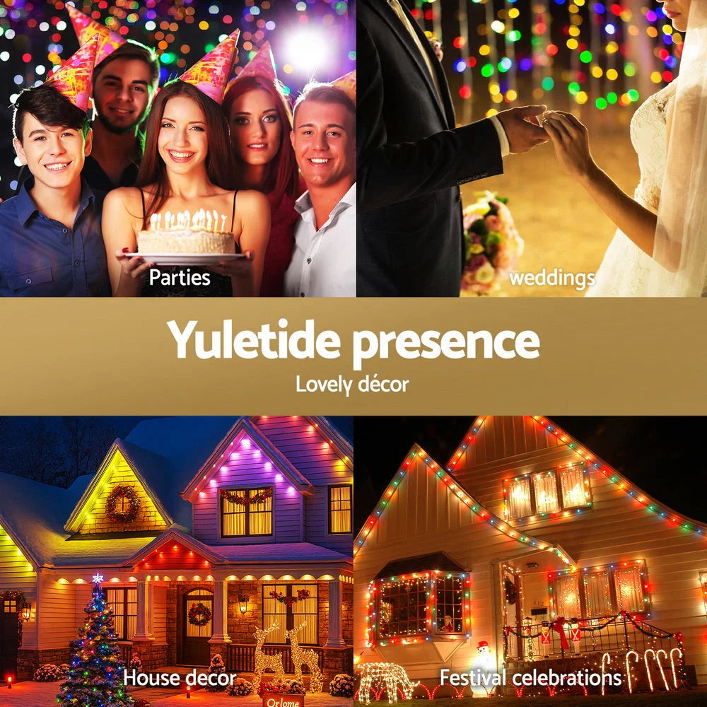 Jingle Jollys 15M Christmas Lights Permanent String Eaves