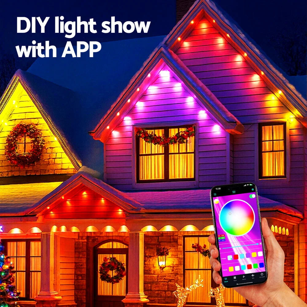 Jingle Jollys 15M Christmas Lights Permanent String Eaves