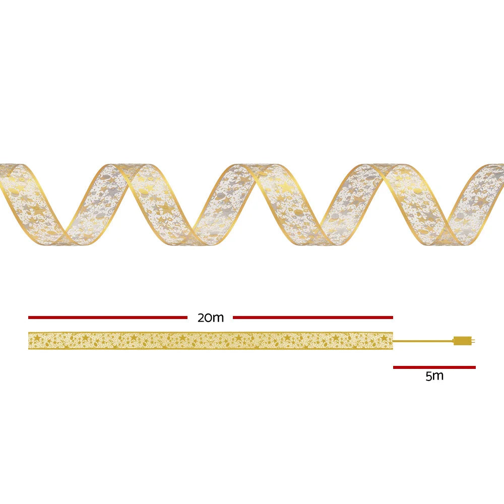 Jingle Jollys 20M Christmas Lights Fairy Ribbon Light 200