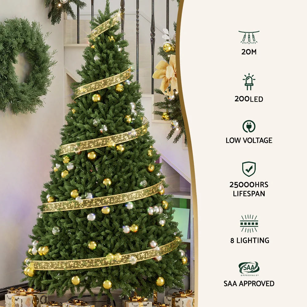 Jingle Jollys 20M Christmas Lights Fairy Ribbon Light 200