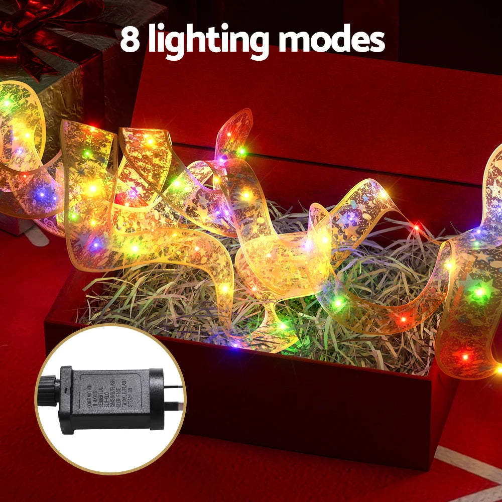 Jingle Jollys 20M Christmas Lights Fairy Ribbon Light 200