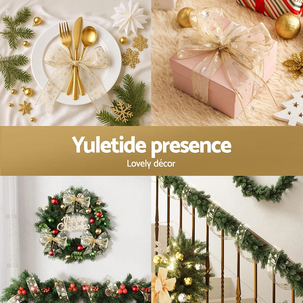 Jingle Jollys 20M Christmas Ribbon Roll Bow Printed Xmas