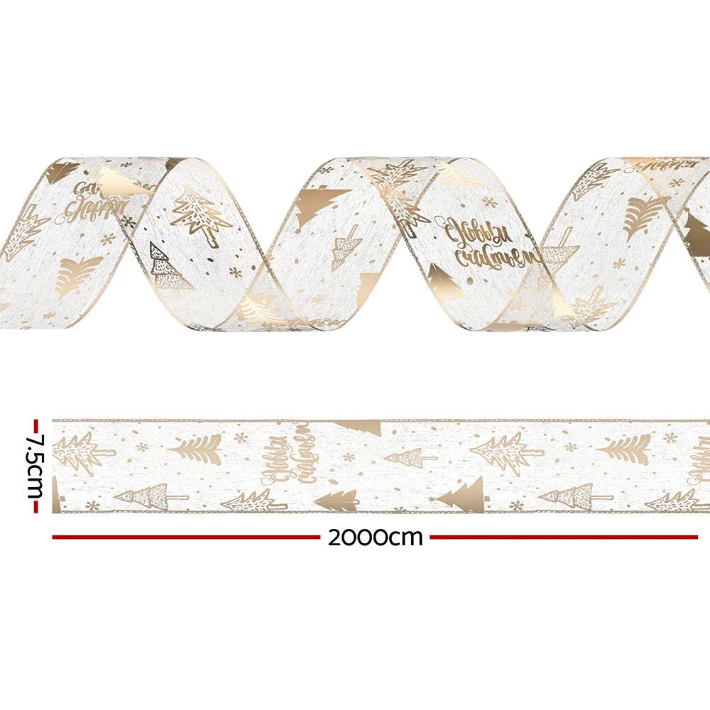 Jingle Jollys 20M Christmas Ribbon Roll Bow Printed Xmas