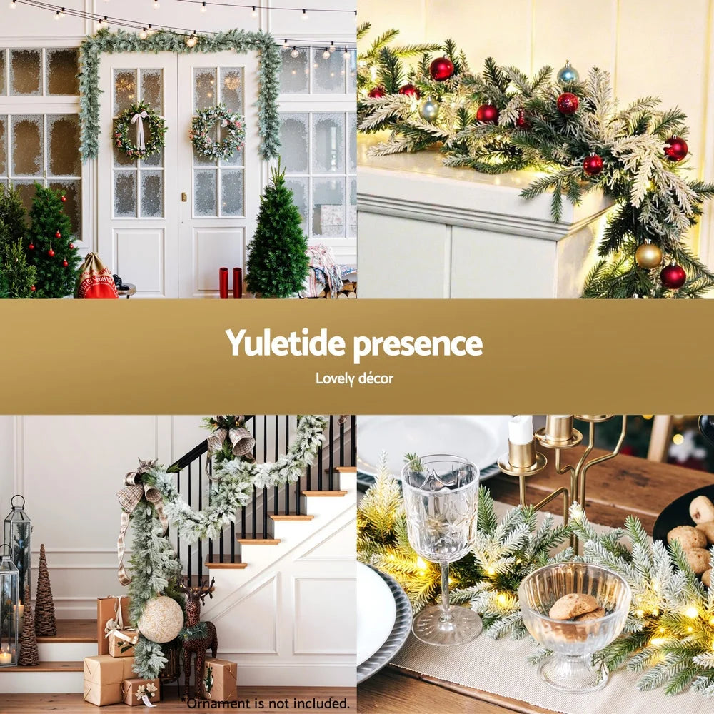 Jingle Jollys 3M Christmas Garland Pre-lit LED Lights Snow