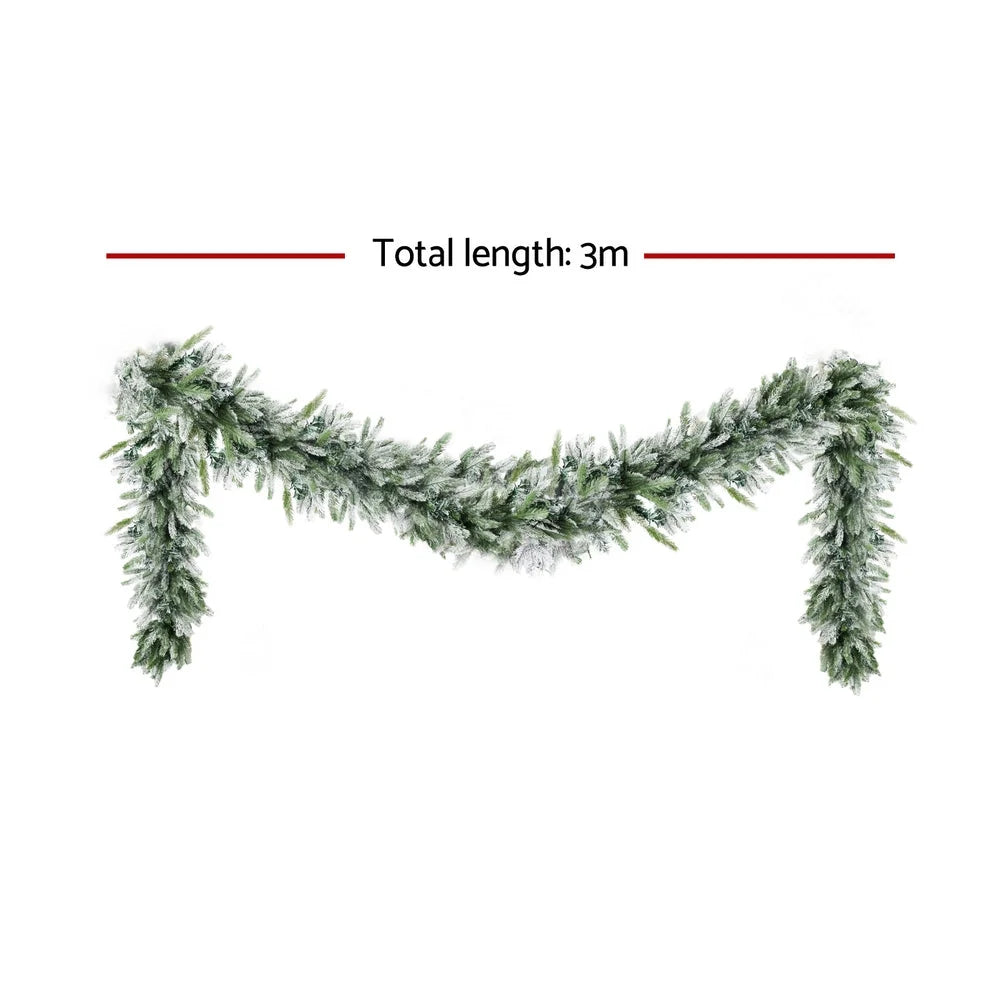 Jingle Jollys 3M Christmas Garland Pre-lit LED Lights Snow