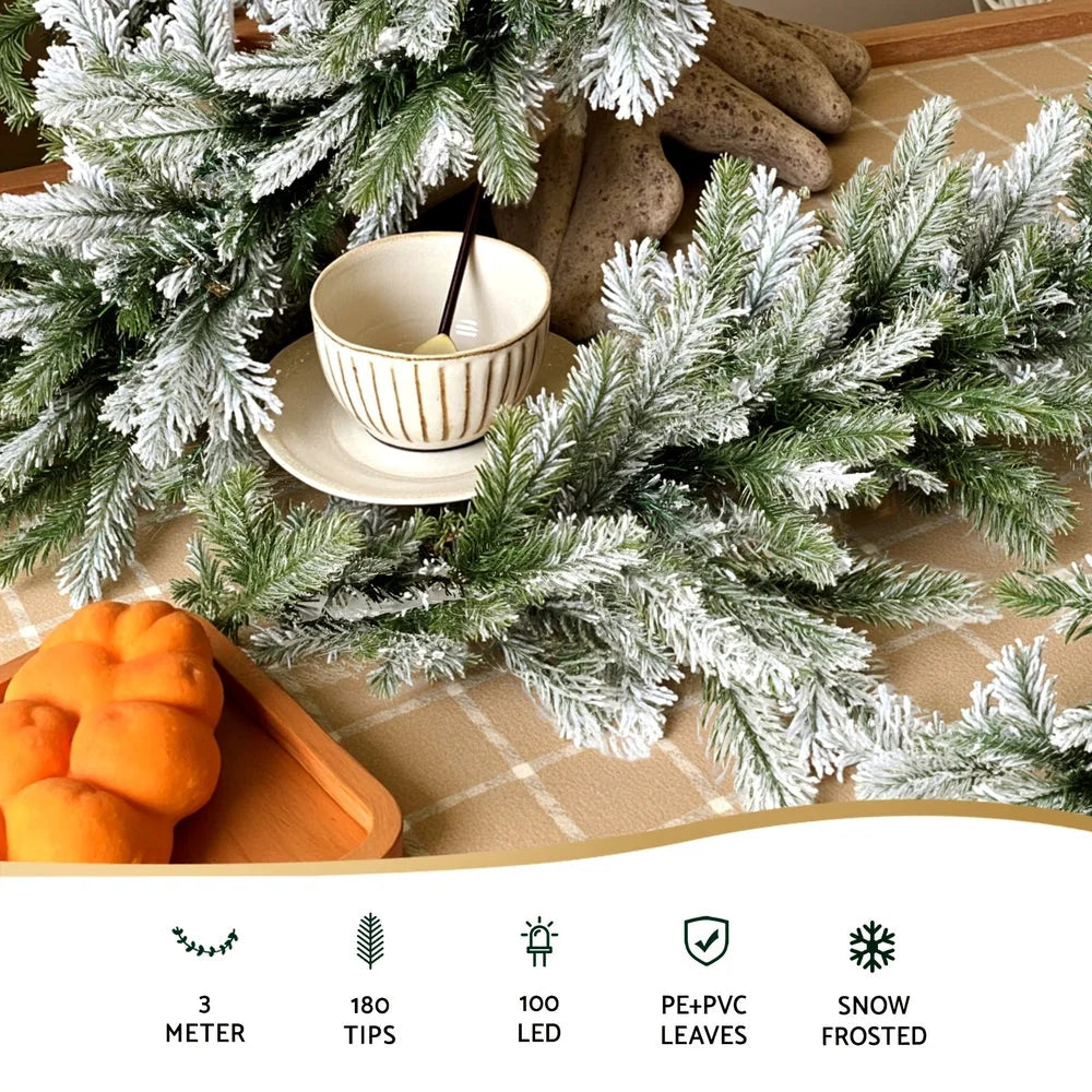 Jingle Jollys 3M Christmas Garland Pre-lit LED Lights Snow