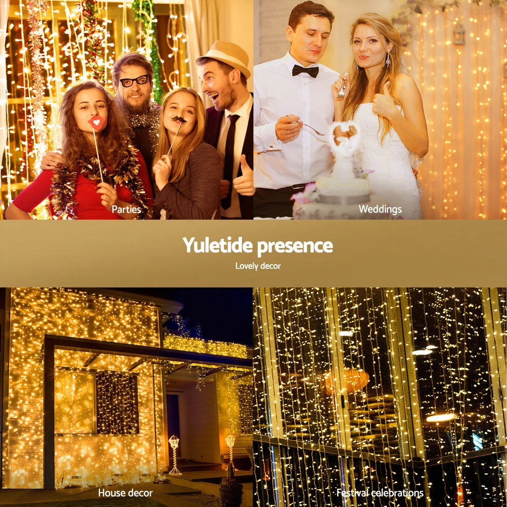 Jingle Jollys 3X3M Christmas Lights Curtain String Light