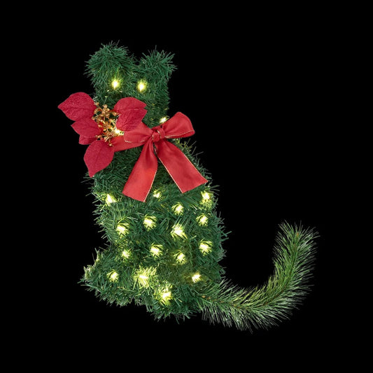 Jingle Jollys Cat Christmas Wreath Pre-lit 20 LED Xmas