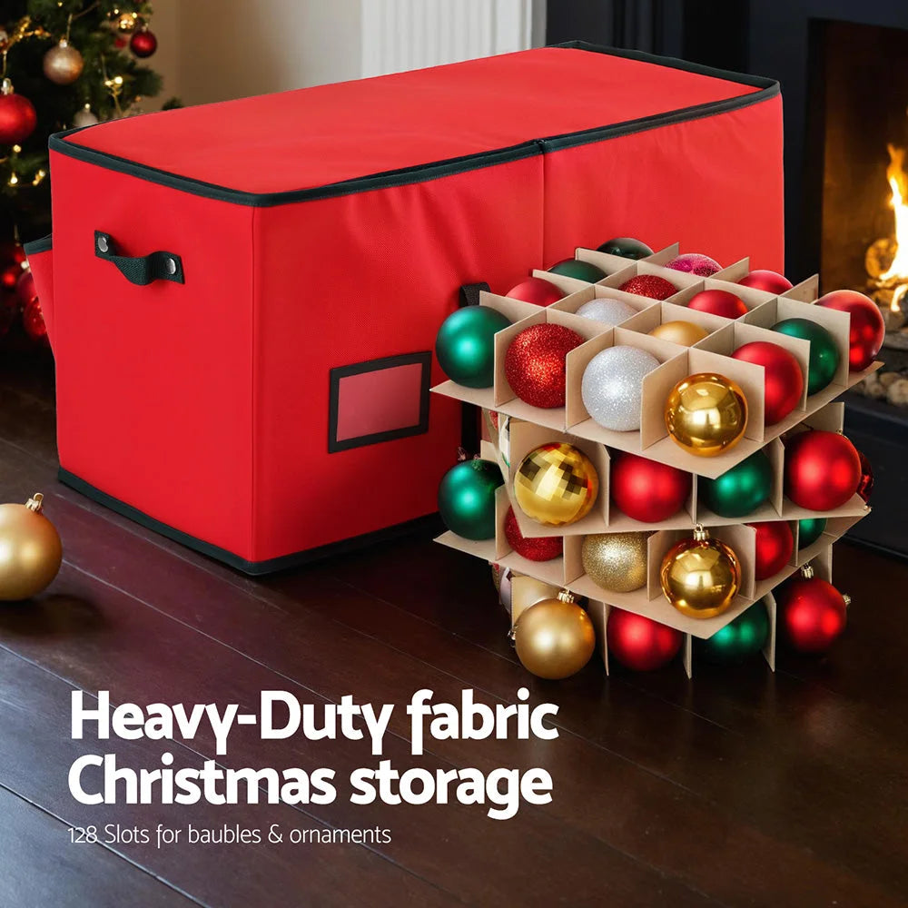 Jingle Jollys Christmas Baubles Storage Box 128 Slots Decor