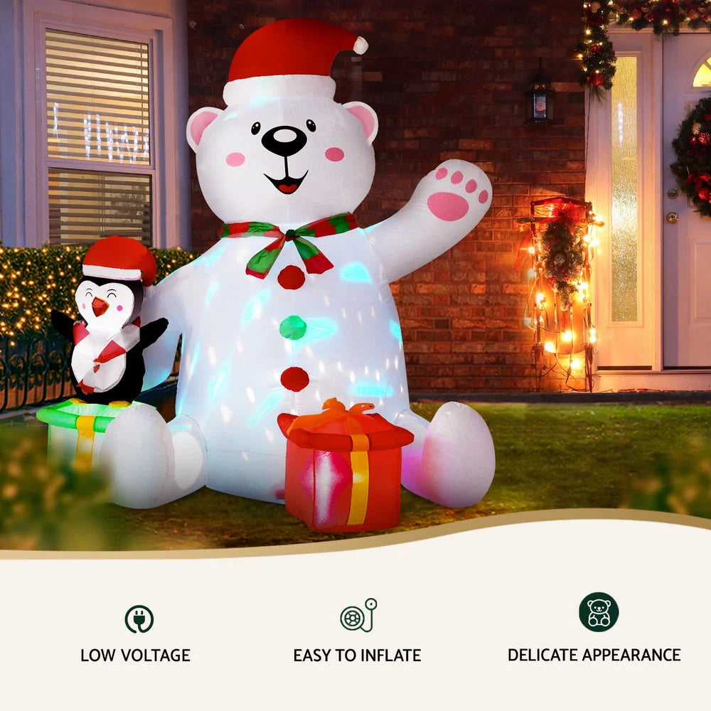 Jingle Jollys Christmas Inflatable Bear 1.8M Height LED