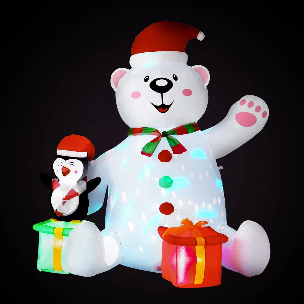 Jingle Jollys Christmas Inflatable Bear 1.8M Height LED