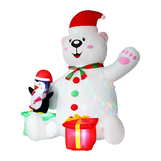Jingle Jollys Christmas Inflatable Bear 1.8M Height LED