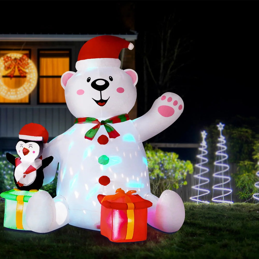 Jingle Jollys Christmas Inflatable Bear 1.8M Height LED
