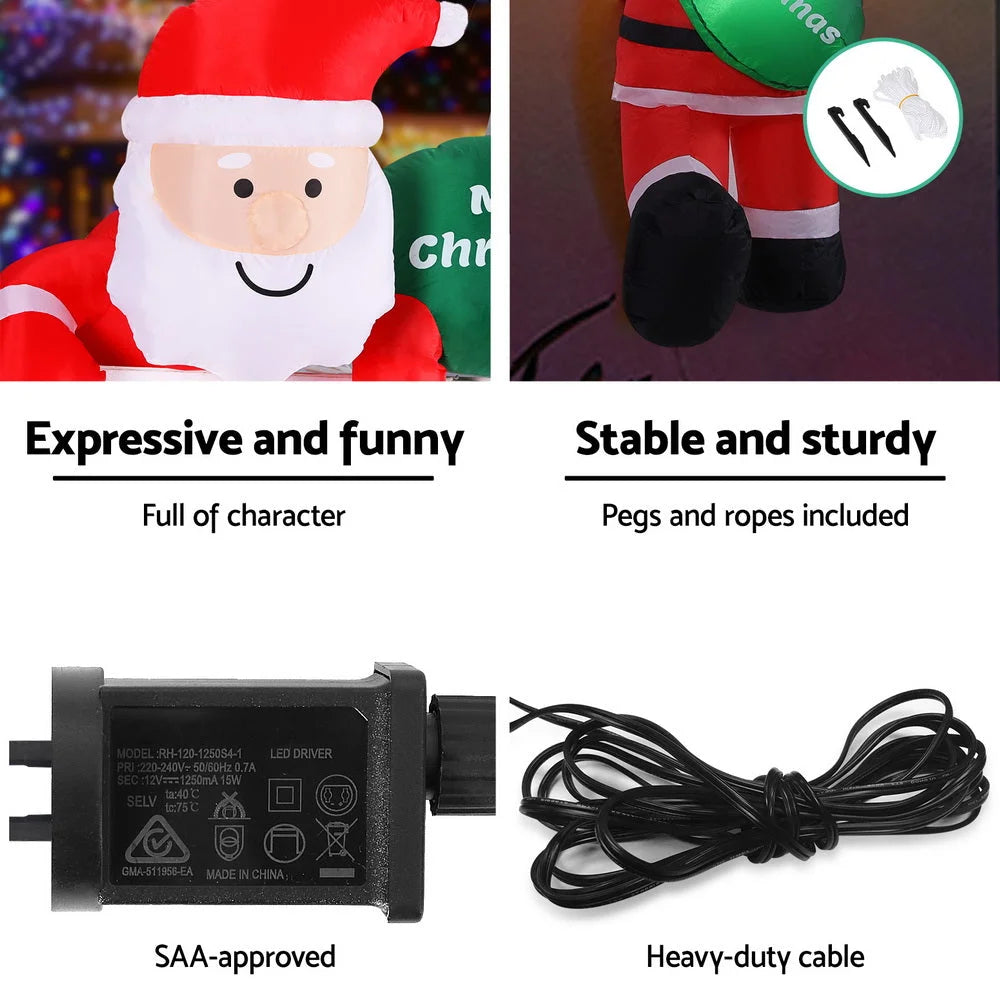 Jingle Jollys Christmas Inflatable Climbing Santa 2.5M