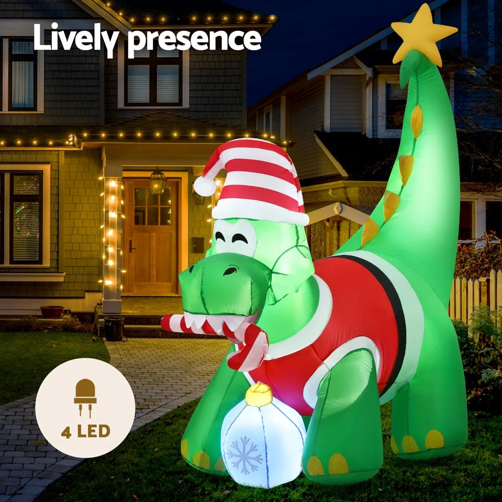 Jingle Jollys Christmas Inflatable Dinosaur 1.86M Height