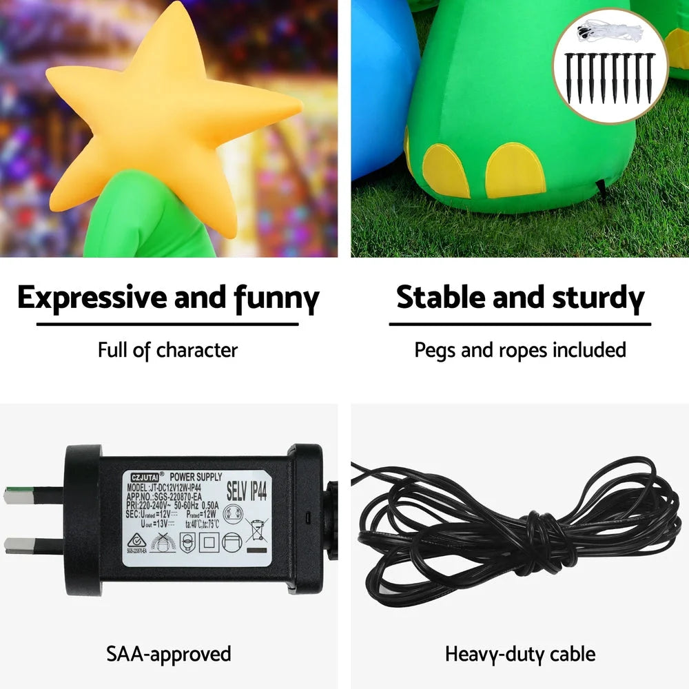 Jingle Jollys Christmas Inflatable Dinosaur 1.86M Height