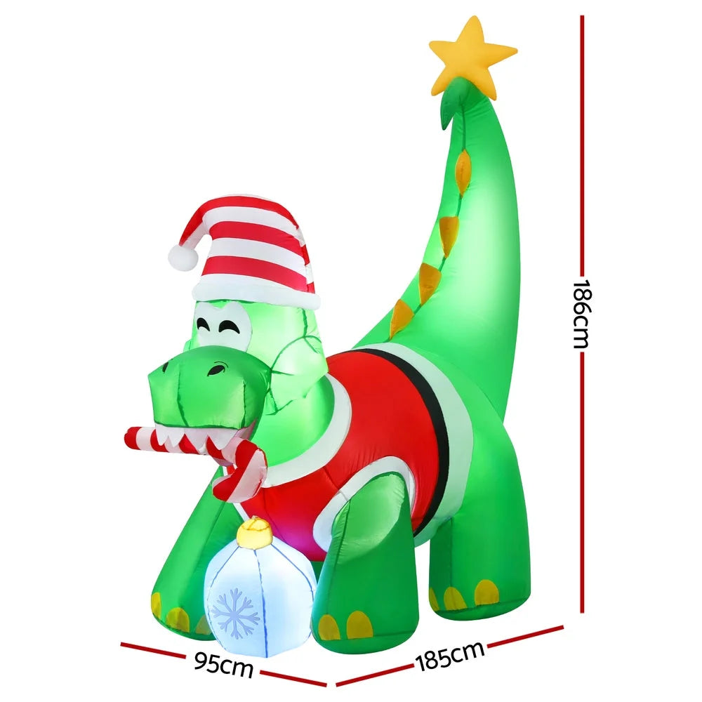 Jingle Jollys Christmas Inflatable Dinosaur 1.86M Height