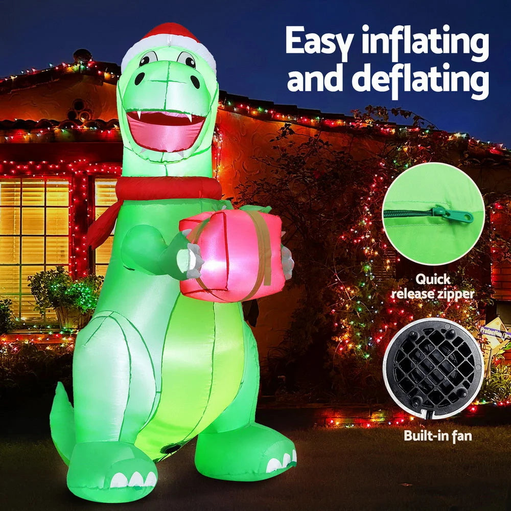 Jingle Jollys Christmas Inflatable Dinosaur 1.8M Height LED