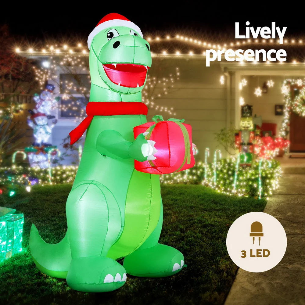 Jingle Jollys Christmas Inflatable Dinosaur 1.8M Height LED