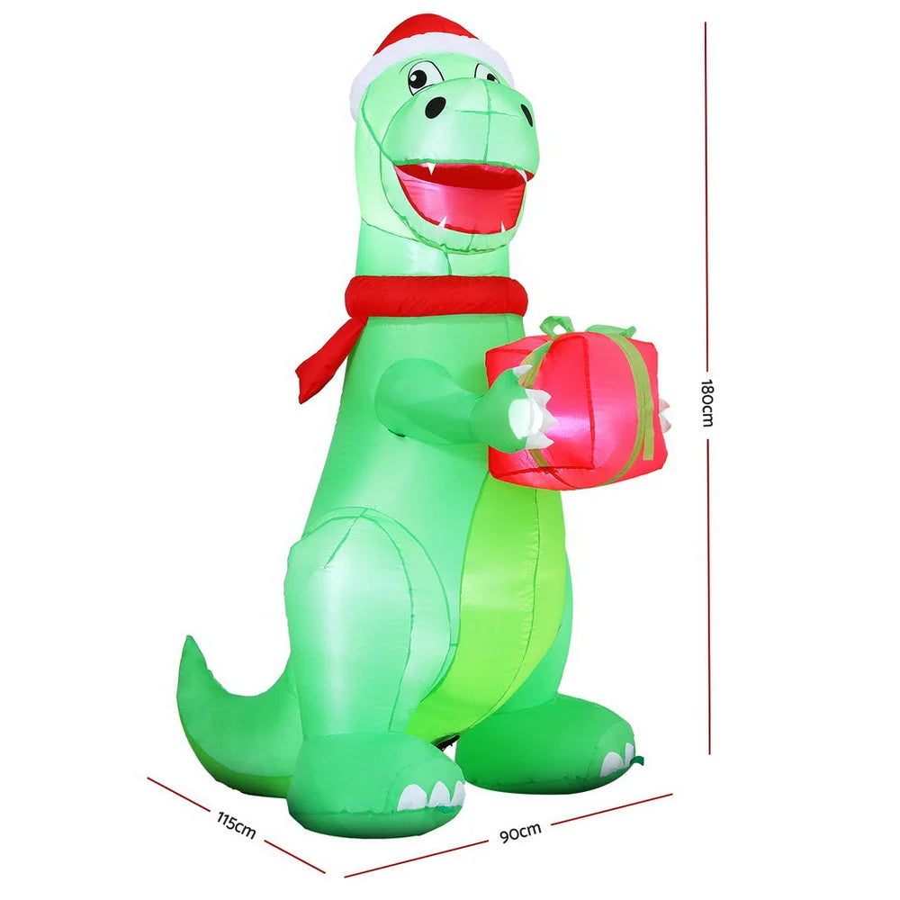 Jingle Jollys Christmas Inflatable Dinosaur 1.8M Height LED