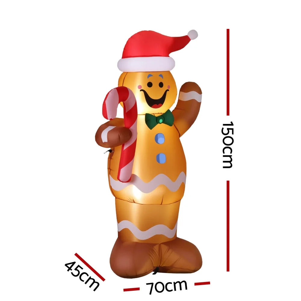 Jingle Jollys Christmas Inflatable Gingerbread Man 1.5M
