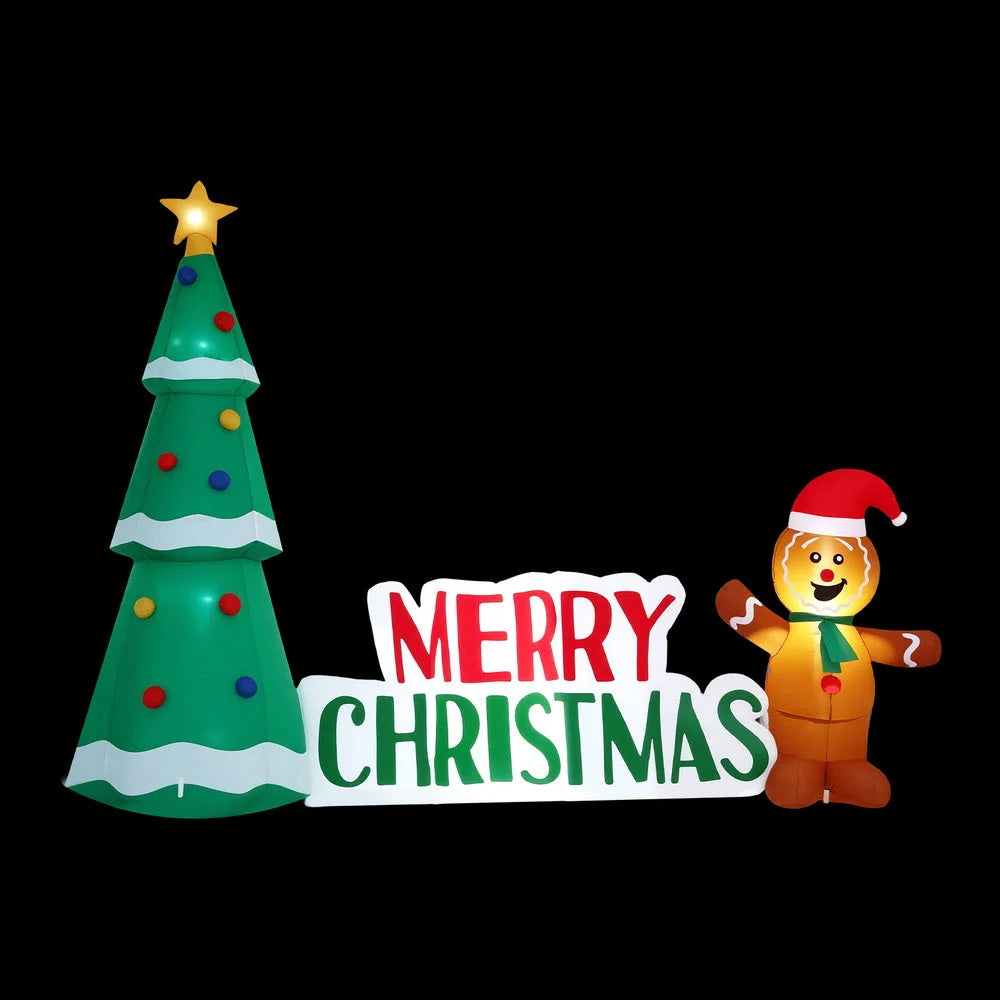 Jingle Jollys Christmas Inflatable Gingerbread Man Tree LED