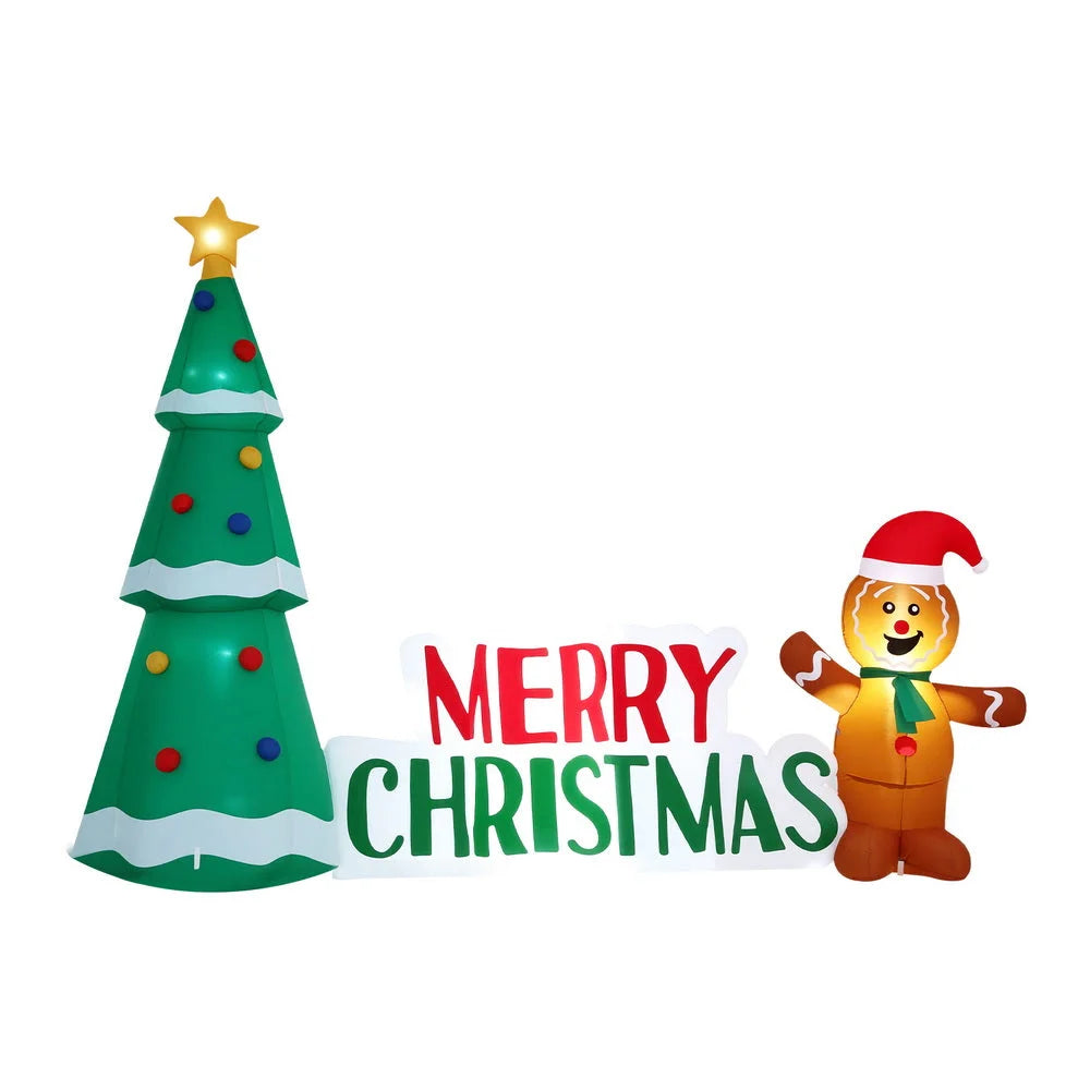 Jingle Jollys Christmas Inflatable Gingerbread Man Tree LED