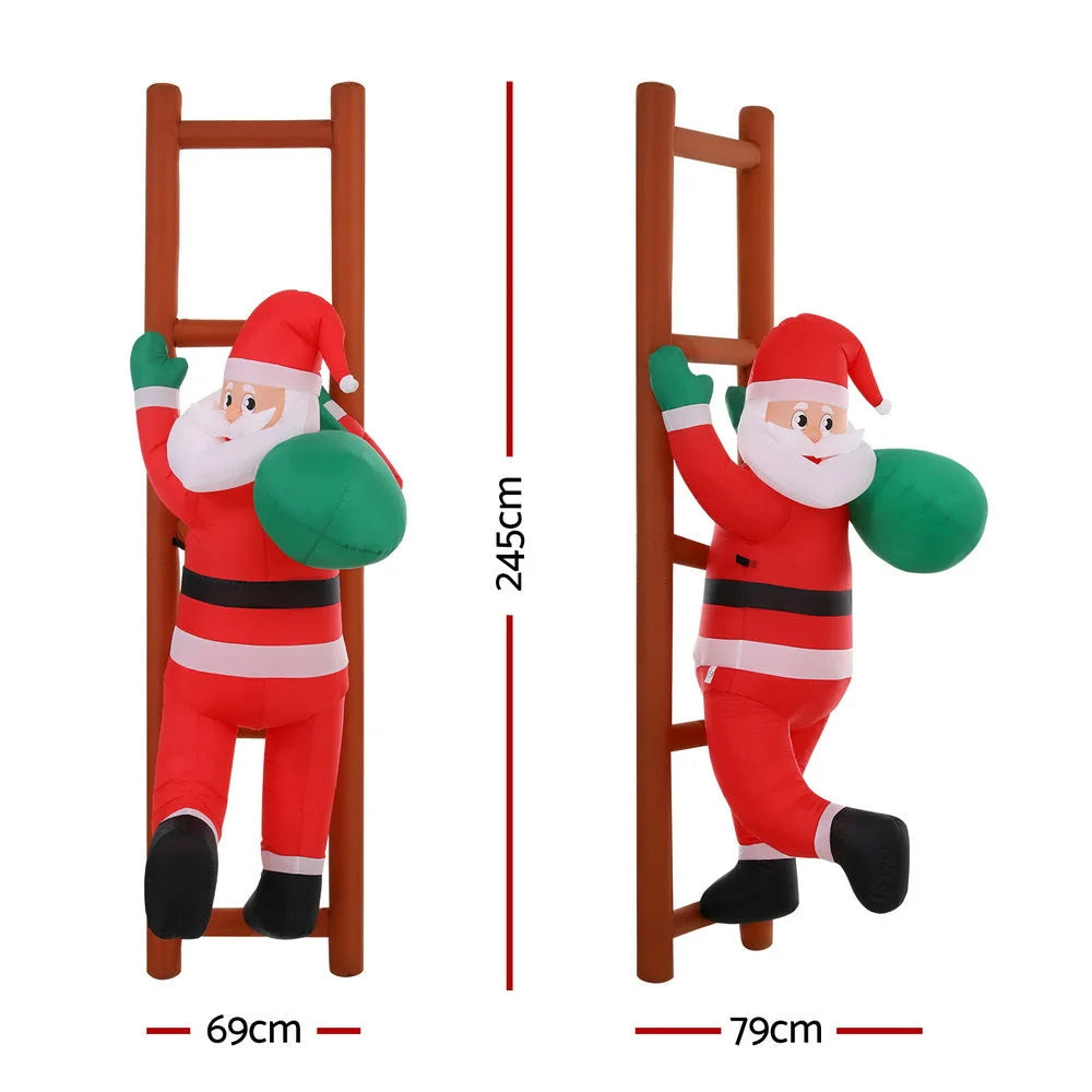 Jingle Jollys Christmas Inflatable Santa Climbing Ladder