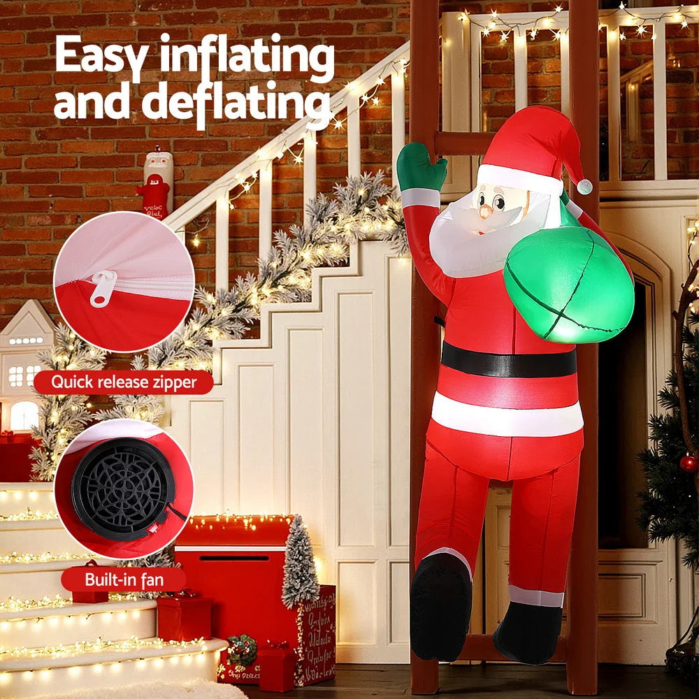 Jingle Jollys Christmas Inflatable Santa Climbing Ladder