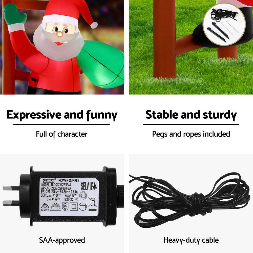Jingle Jollys Christmas Inflatable Santa Climbing Ladder