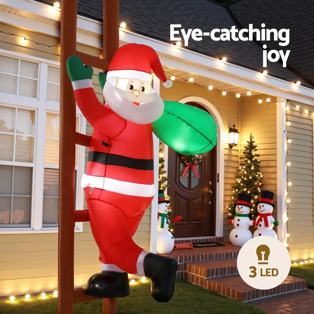 Jingle Jollys Christmas Inflatable Santa Climbing Ladder