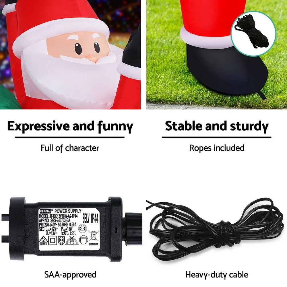 Jingle Jollys Christmas Inflatable Santa Climbing LED