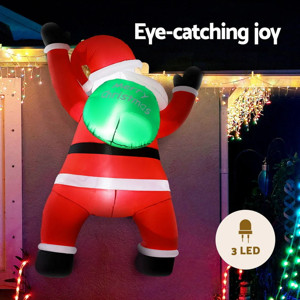 Jingle Jollys Christmas Inflatable Santa Climbing LED