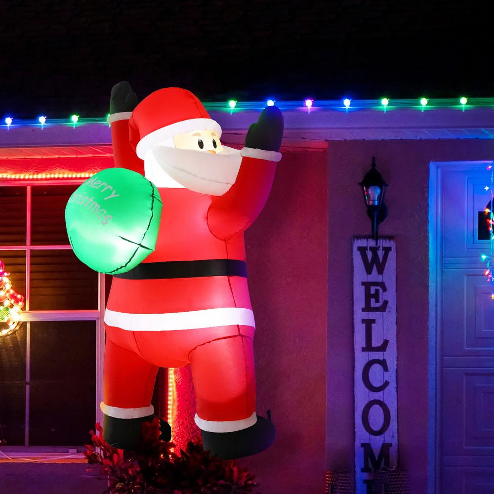 Jingle Jollys Christmas Inflatable Santa Climbing LED