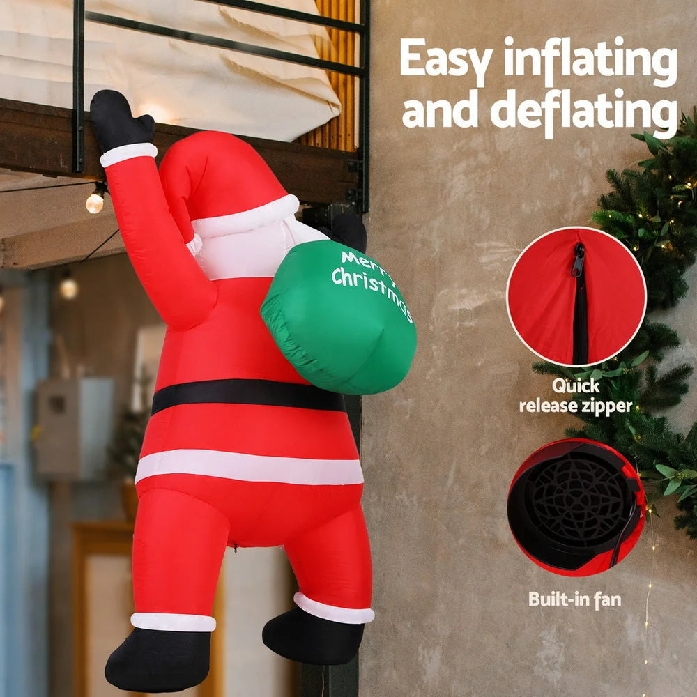 Jingle Jollys Christmas Inflatable Santa Climbing LED