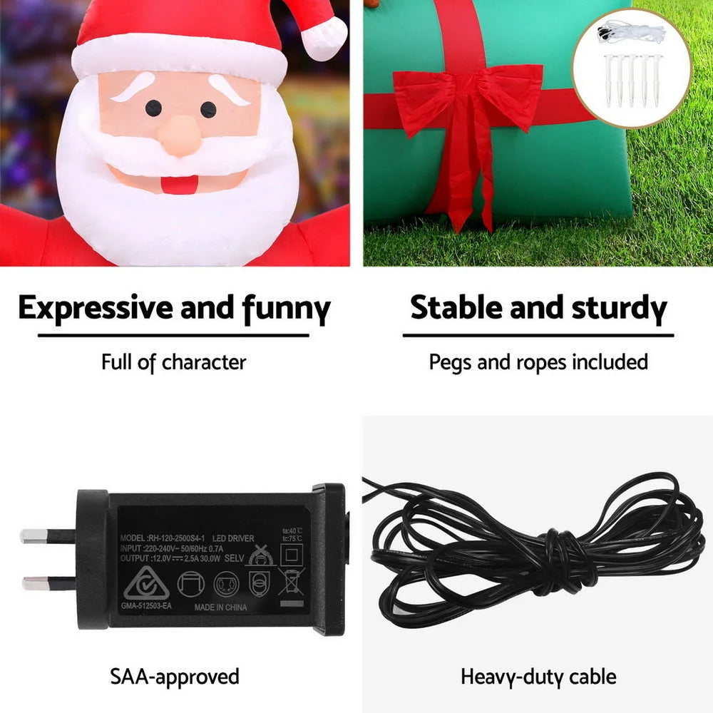 Jingle Jollys Christmas Inflatable Santa in Ballon 2.8M