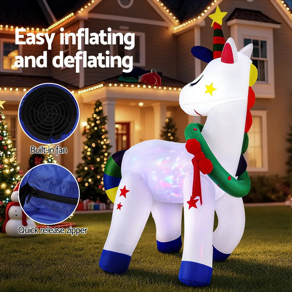 Jingle Jollys Christmas Inflatable Unicorn 1.8M Tall