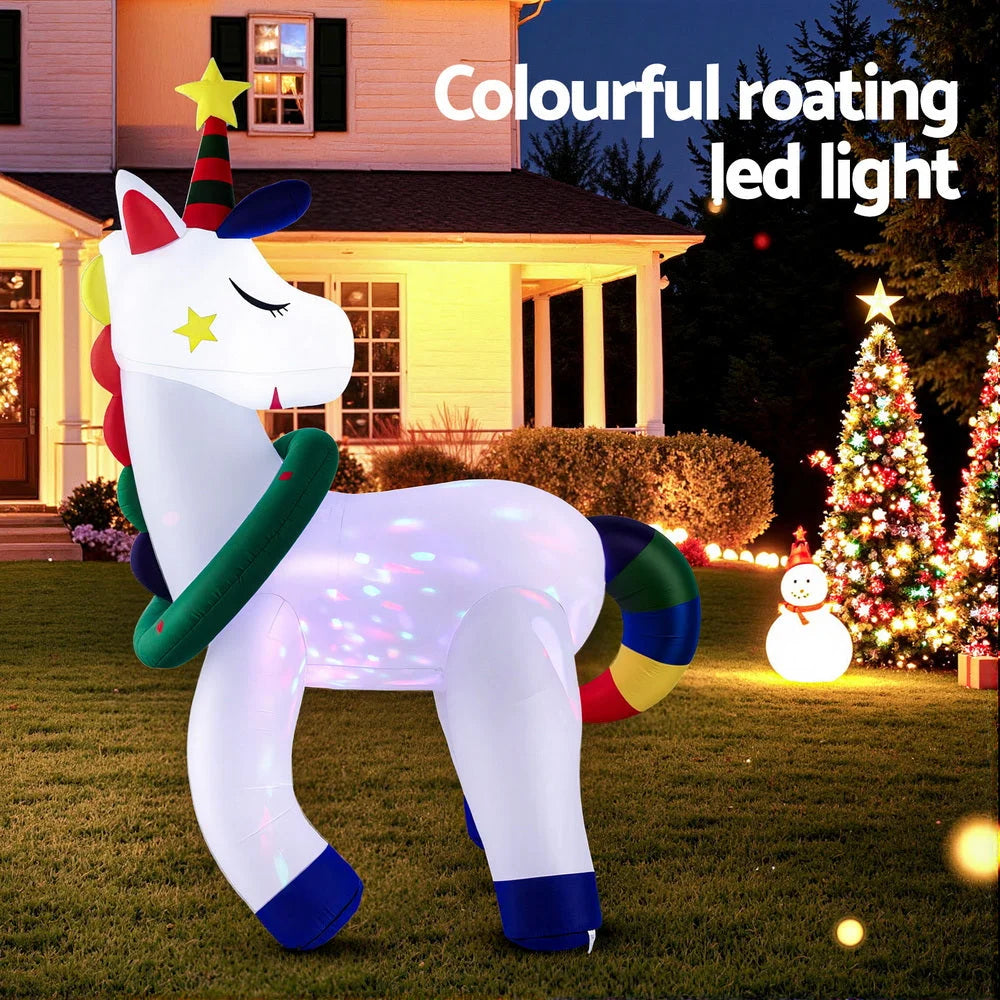 Jingle Jollys Christmas Inflatable Unicorn 1.8M Tall