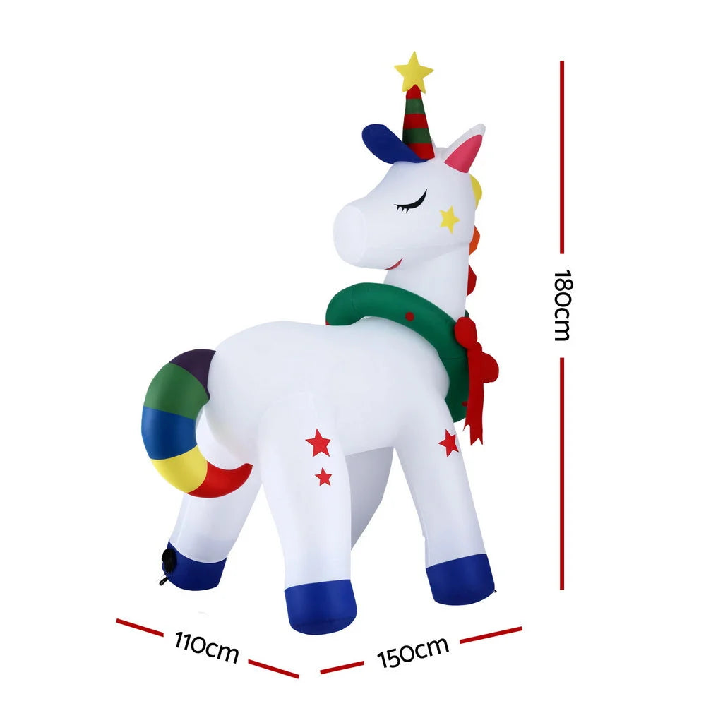 Jingle Jollys Christmas Inflatable Unicorn 1.8M Tall