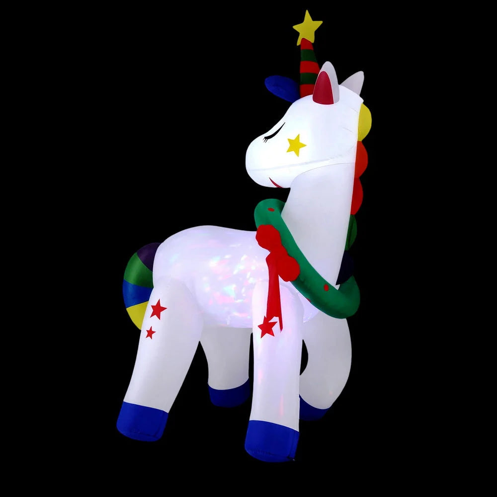 Jingle Jollys Christmas Inflatable Unicorn 1.8M Tall