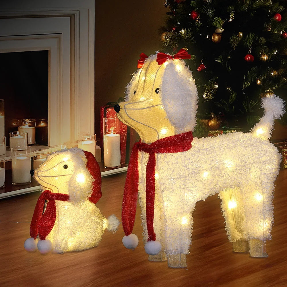 Jingle Jollys Christmas Lights 60 LED Fairy Light 2pcs Dog