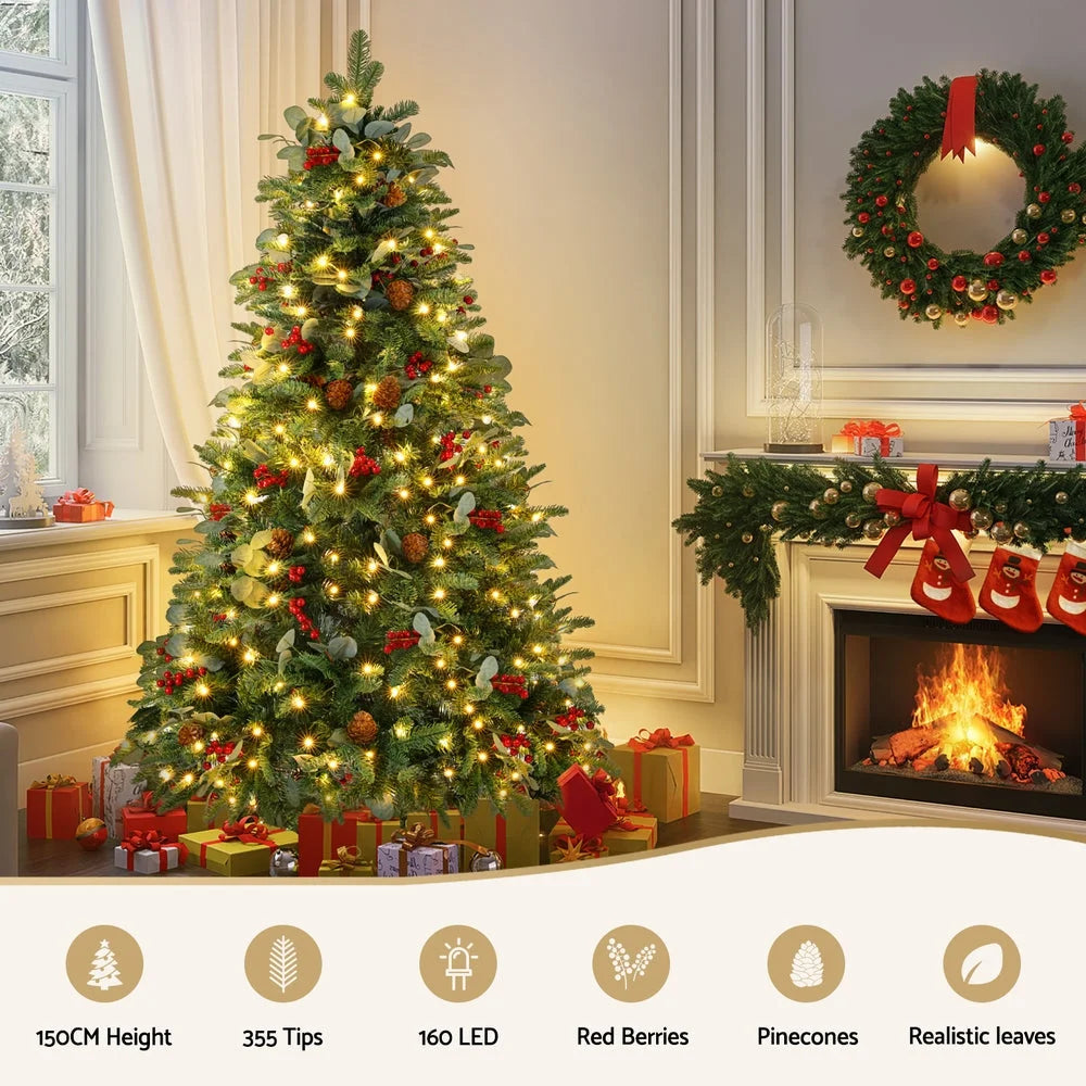 Jingle Jollys Christmas Tree 1.5m 160 LED Xmas Tree Party