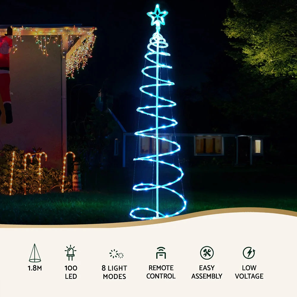 Jingle Jollys Christmas Tree 1.8m 100 RGB LED Rope Lights