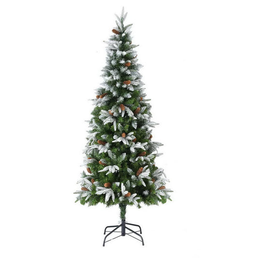 Jingle Jollys Christmas Tree 190cm Pine Cones LED Flocking