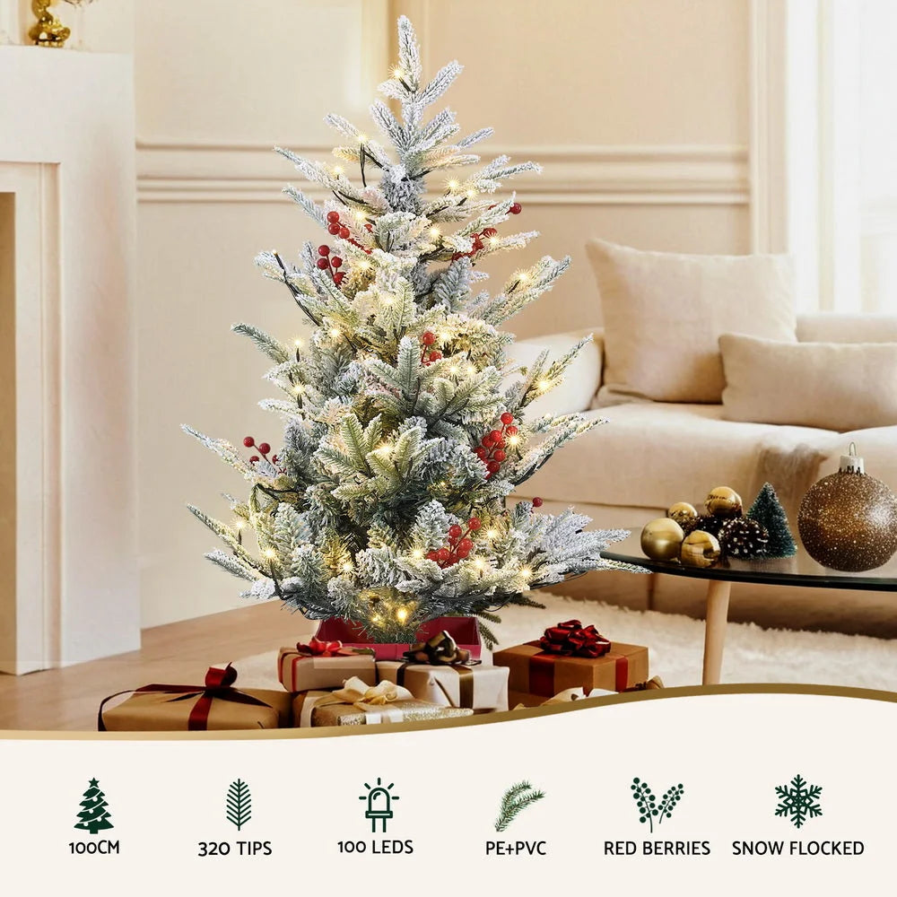 Jingle Jollys Christmas Tree 1M LED Potted Xmas Party Decor