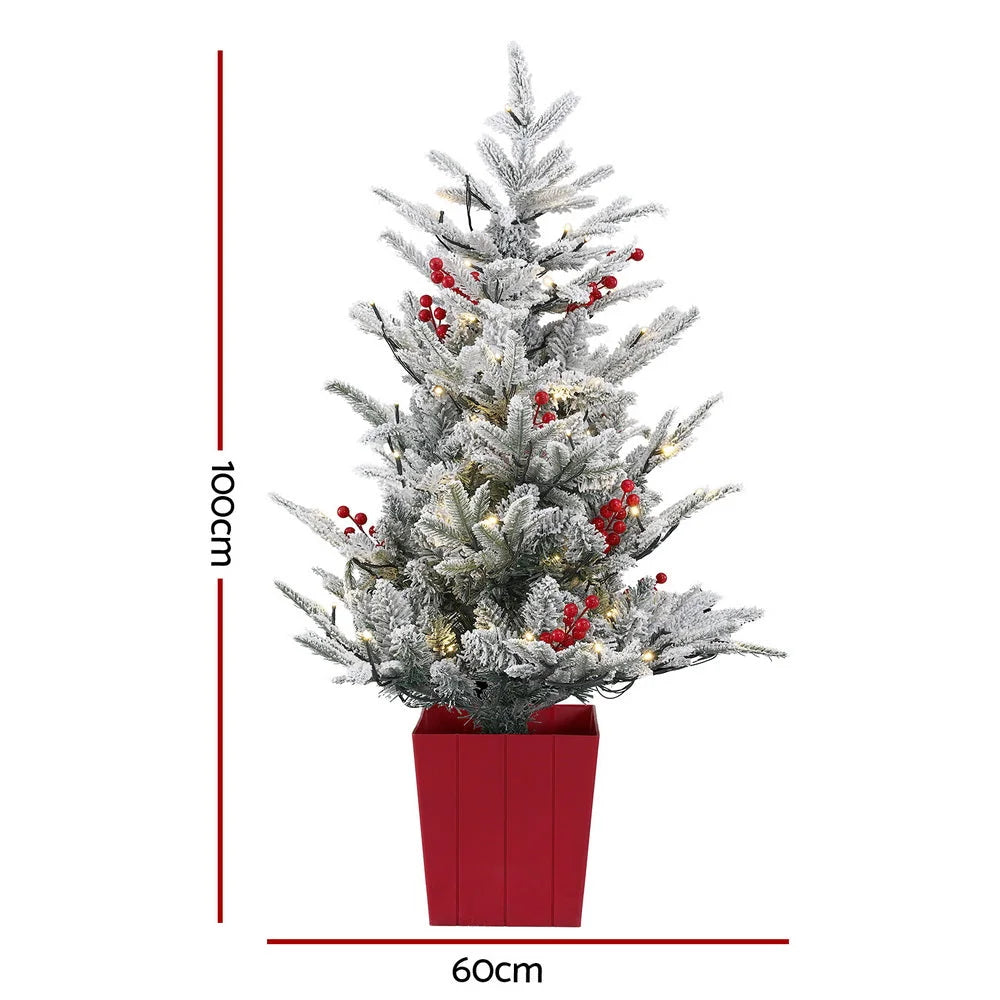 Jingle Jollys Christmas Tree 1M LED Potted Xmas Party Decor