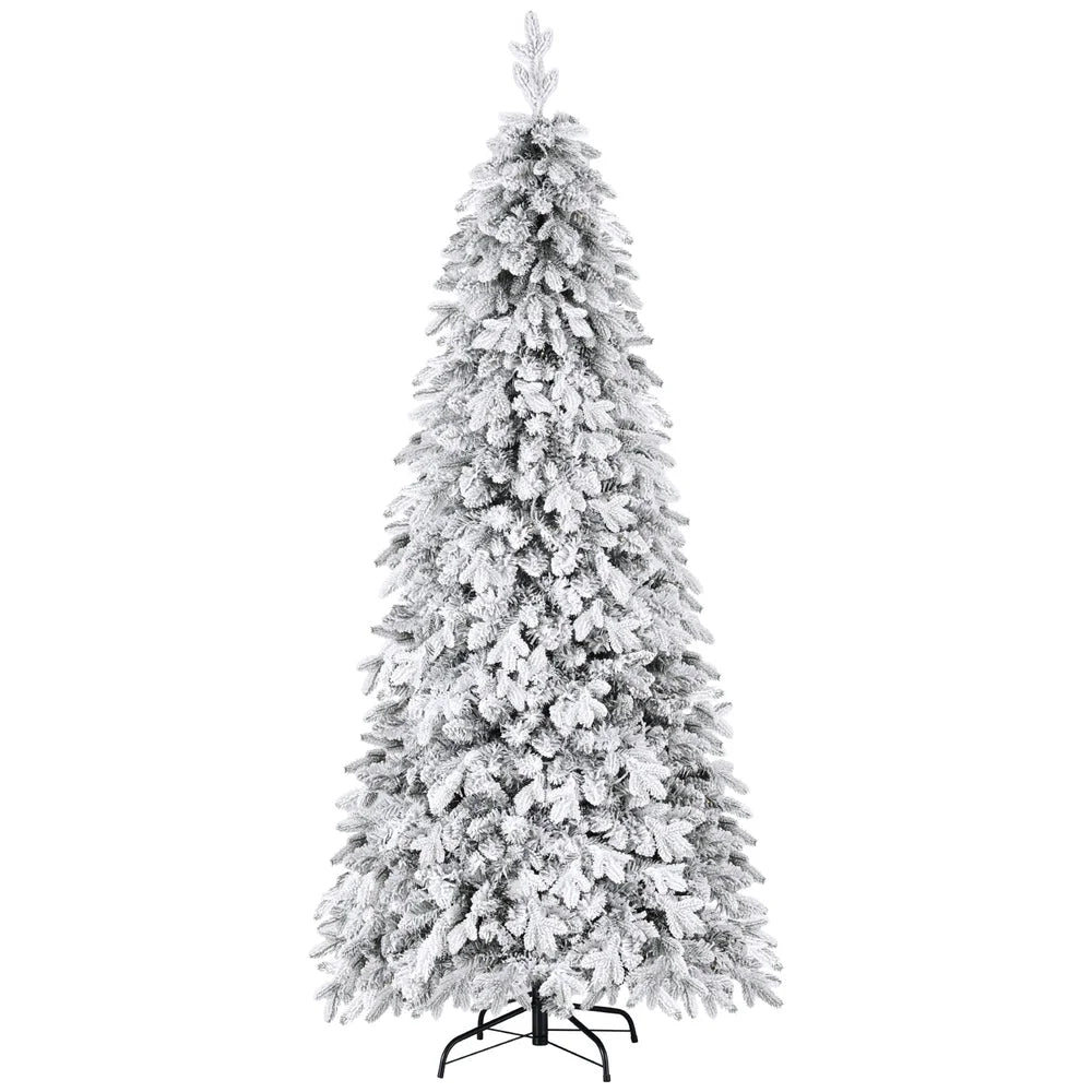 Jingle Jollys Christmas Tree 2.1m Flocking Pencil Tree LED
