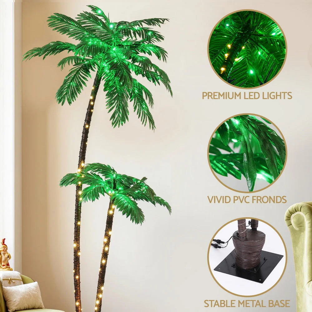 Jingle Jollys Christmas Tree 2.1m LED Lighted Xmas Palm